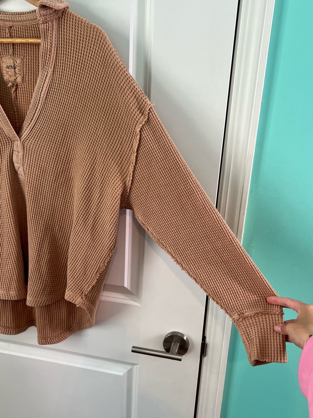 Aerie Waffle LumberJane Deep V Pullover Size XS - Picture 3 of 5